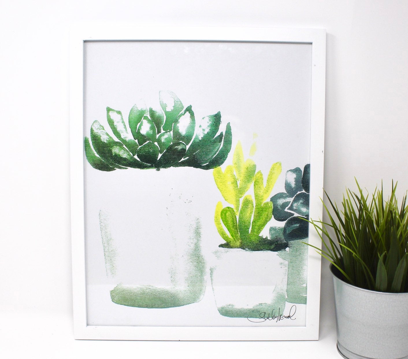 Succulent Art Print (4) on 11x14 Paper, Wall Art, Home Decor, Botanical Art